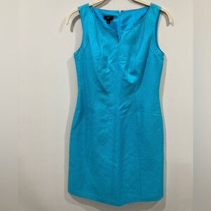 Talbots Blue V-Neck Sheath Cocktail Dress Size 4 Sleeveless Cotton Silk Petite